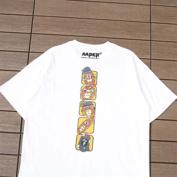 AAPE Monkey In The Bath Logo T-Shirt - White Short Sleeve - Picture 5 of 6